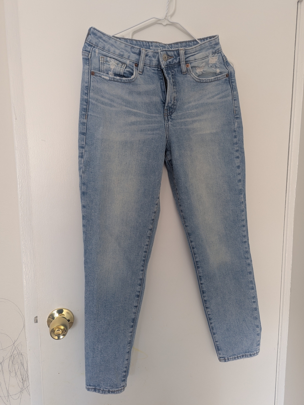 Old Navy 2 O.G. Straight Jeans Light Wash Distressed Secret Slim Pockets High Ri